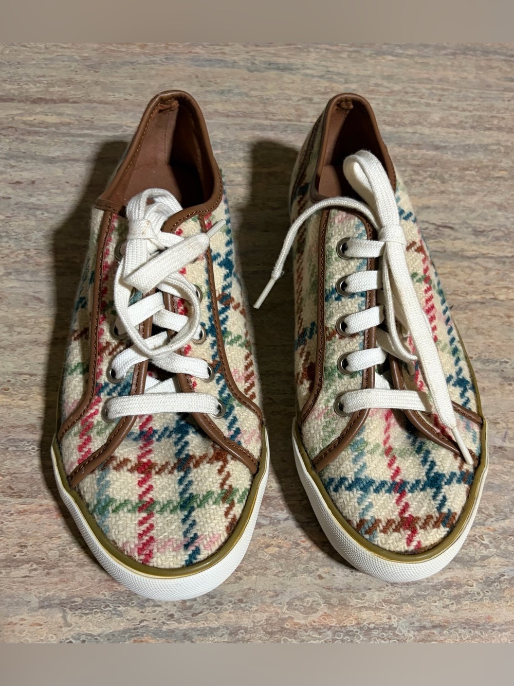 Coach Dee Womens Multicolor Plaid Lace-Up Sneakers